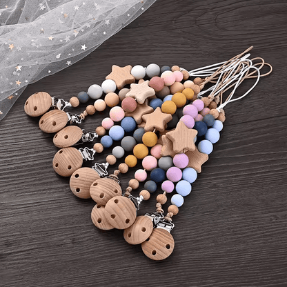 🌟 Stylische Schnullerkette mit Holzclip & Silikonperlen – praktisch, sicher & einfach süß! 🌟