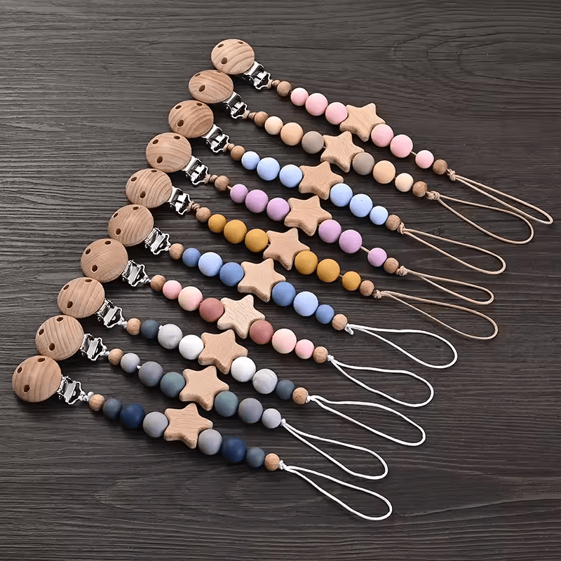 🌟 Stylische Schnullerkette mit Holzclip & Silikonperlen – praktisch, sicher & einfach süß! 🌟