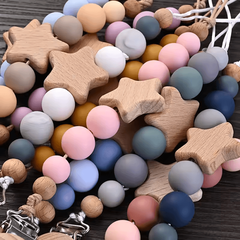 🌟 Stylische Schnullerkette mit Holzclip & Silikonperlen – praktisch, sicher & einfach süß! 🌟