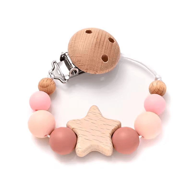 🌟 Stylische Schnullerkette mit Holzclip & Silikonperlen – praktisch, sicher & einfach süß! 🌟